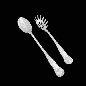 Vintage Unbranded Kings pattern Serving Spaghetti and Spoon Set Made in Italy